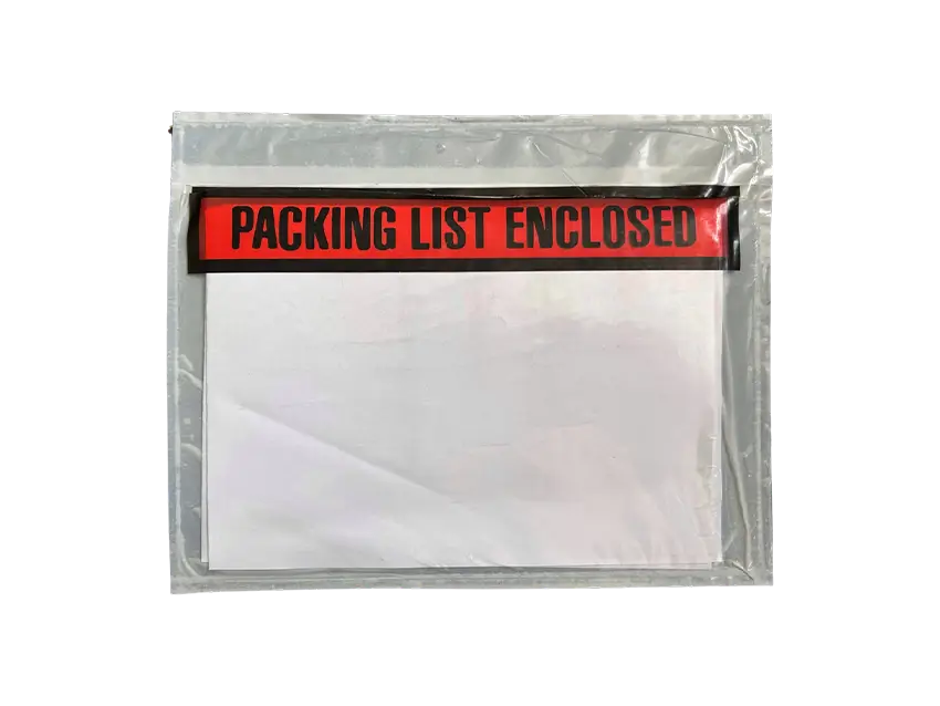 Folien-Beutelprodukte: LDPE-Begleittasche mit "Packing List Enclosed" Aufdruck, eine saubere Produktdarstellung.