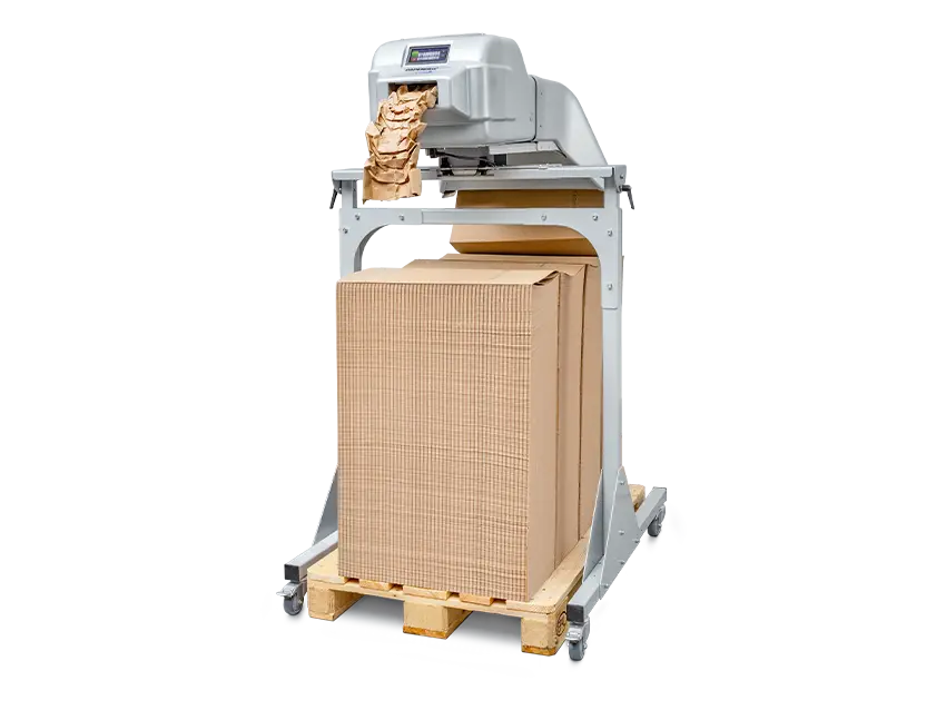 PAPERplus Classic CX paper cushion machine producing paper padding for packaging, part of paper cushioning systems.