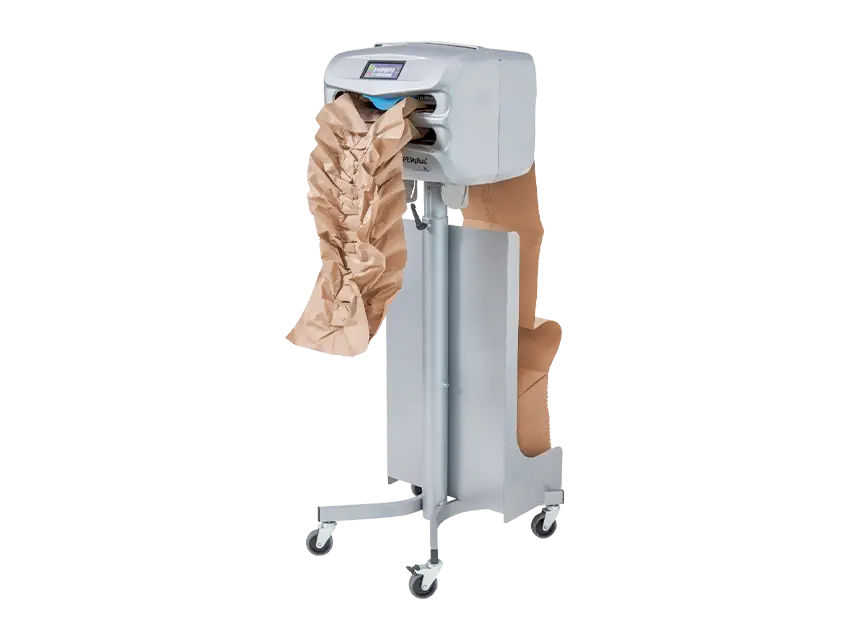 PAPERplus Dragonfly paper padding machine for protective packaging, producing paper cushions for void fill and product protection.